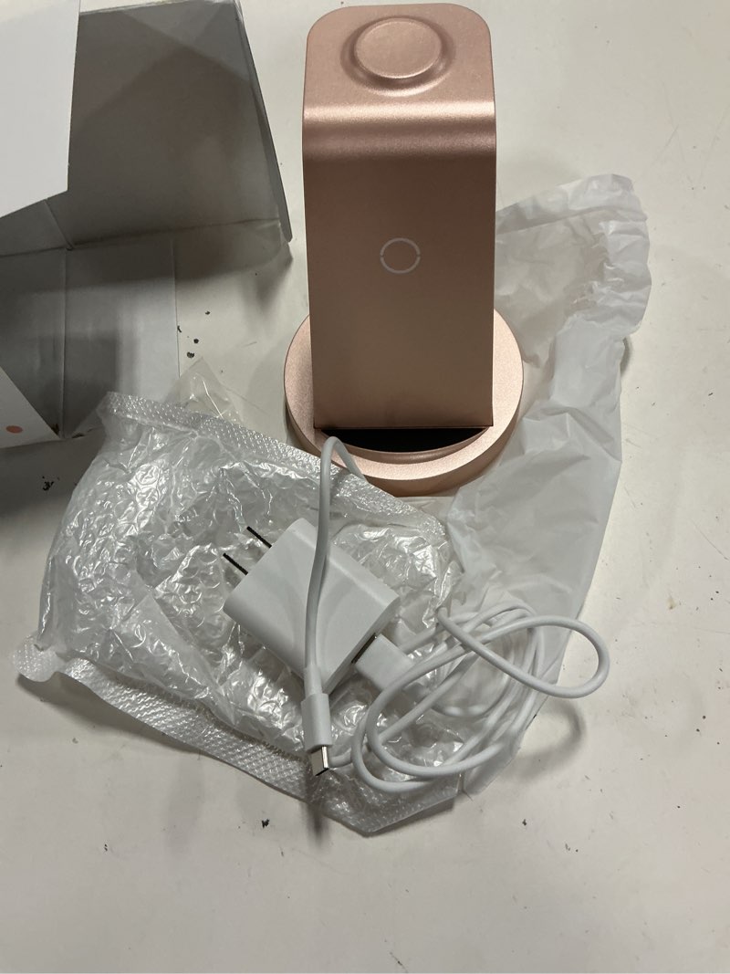 Condition photo showing Good Condition for anlmz 3 in 1 charging station for iphone, wireless charger for iphone 17 16e 16 15 14 13 12 11 x pro max & apple watch - charging stand dock for airpods (rose)