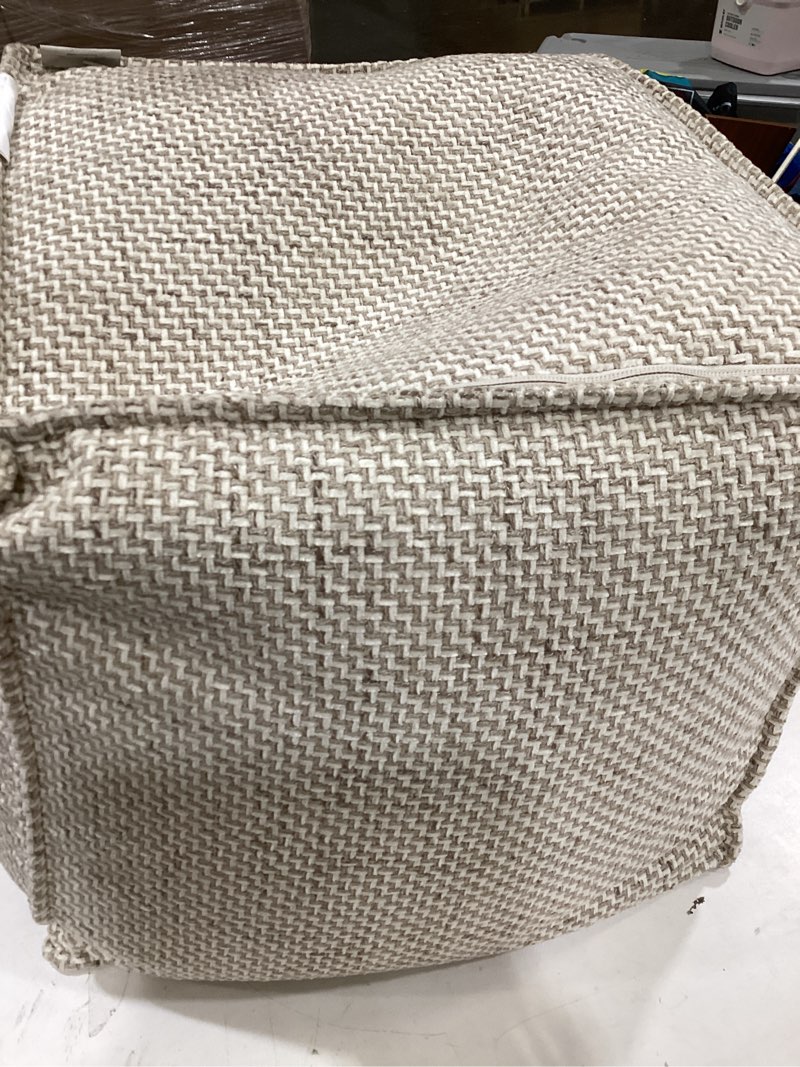 Condition photo showing As Is for asuprui square pouf ottoman footrest for couch sofa gray footstool 20x14in | footstool ottoman,stuffed pouf ottoman,all-one foam filler, footrest,beanbag chair,floor pouf for living room wedding bedroom grey square 20"d x 20"w x 14"h
