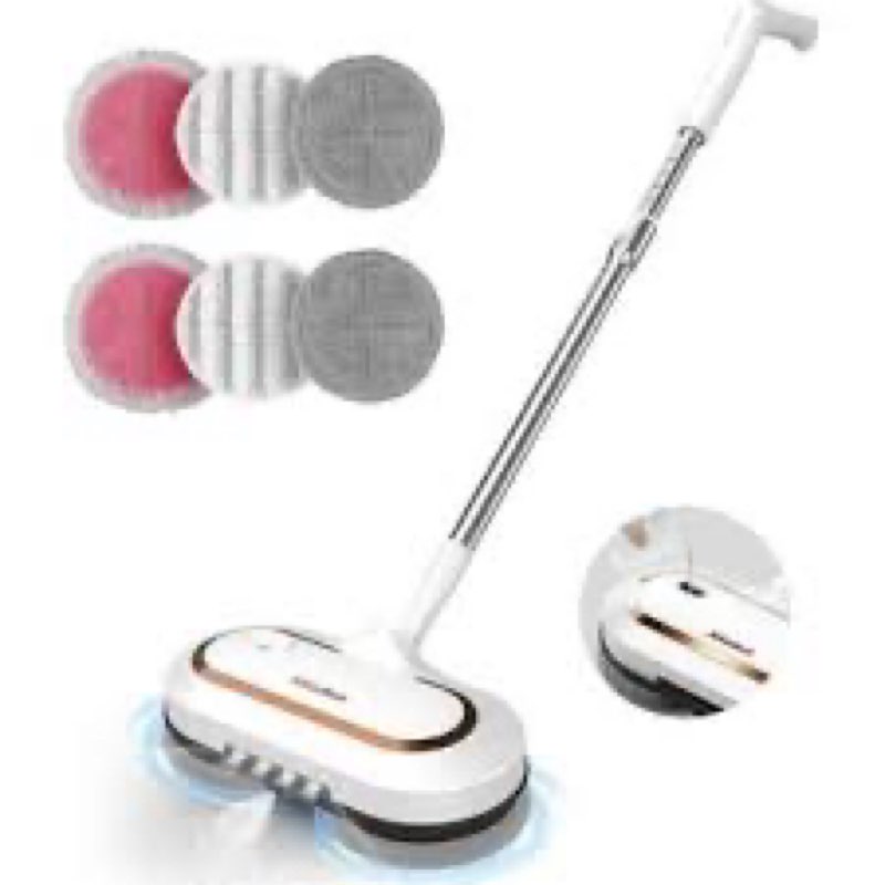 Cordless Electric Mop, Spin Mop Polisher with Water Tank Replaceable Cloth, Dry and Wet Up to 60 Mins Convenient Detachable Handheld Unit 2000mAh Steam Cleaner Designed for Hard Floors