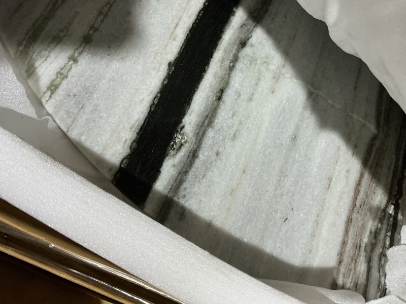 Condition photo showing Good Condition for celia oval dining table with panda marble legs