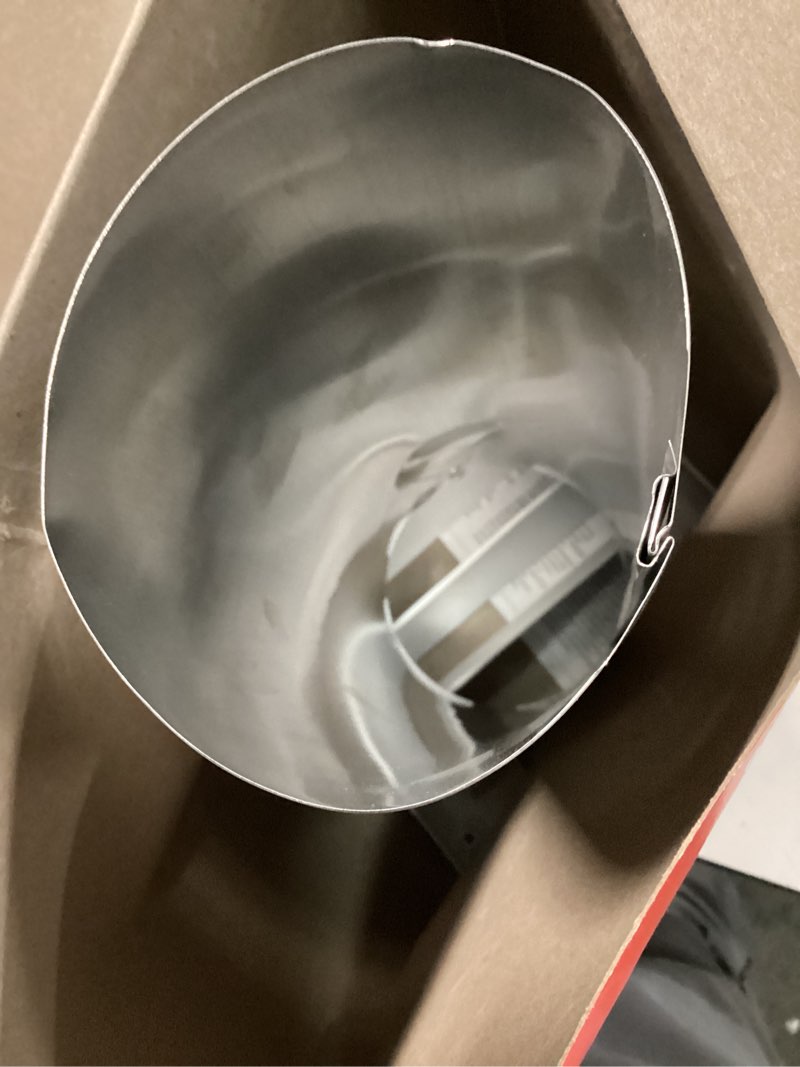 Condition photo showing As Is for imperial 4 in. white galvanized steel dryer wall vent cap vt0758
