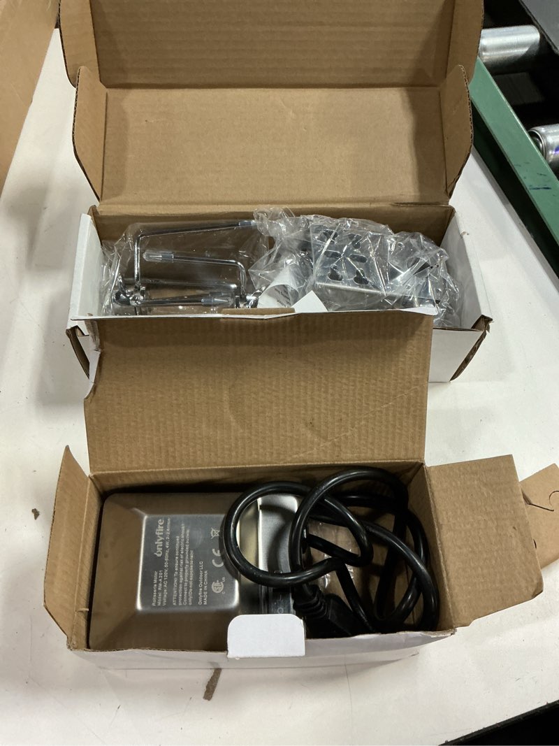 Condition photo showing As Is for onlyfire 6022 universal grill replacement rotisserie kit, with 37'' ×1/2'' hexagon spit rod and stainless steel electric motor(do no fit weber gas grill)