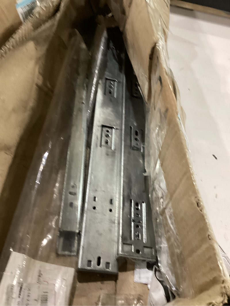 Condition photo showing As Is for hbl’ 2 pairs | soft close drawer slides 18 inch, heavy duty cabinet drawer slides replacement - ball bearing full extension, 200 lb capacity, made of cold-rolled steel, rust-resistant & long-lasting. silver 18" drawer slide 2