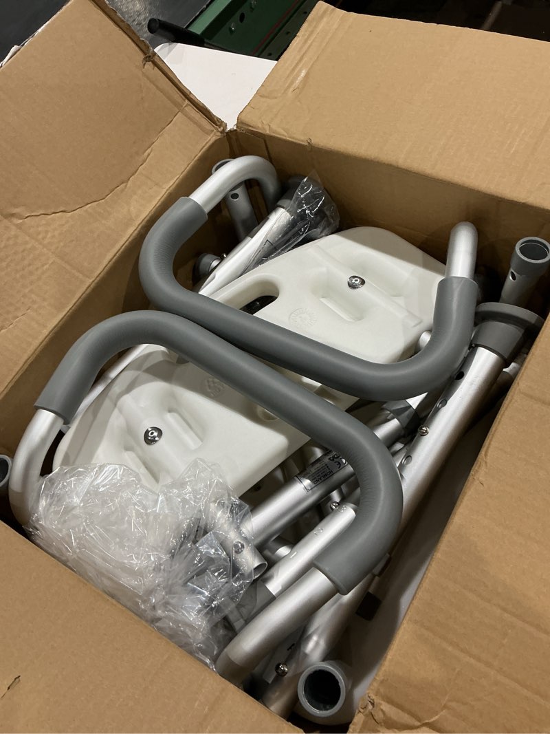 Condition photo showing Good Condition for homland shower chair for inside shower with arms and back, 500 lbs heavy duty shower seat for bathtub, height adjustable safety bath seat for elderly, adults, handicap and disabled, white