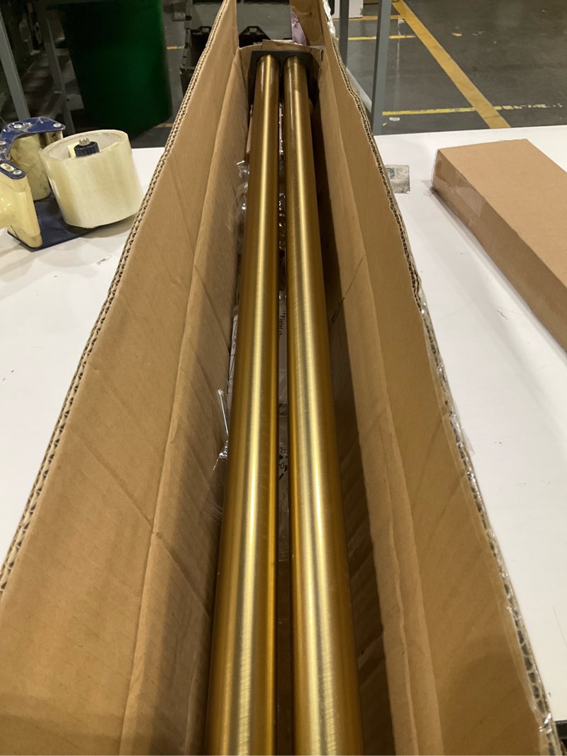 Condition photo showing Good Condition for heavy duty curtain rods,1 1/4" large diameter premium nonadjustable curtain rod,72in/6ft custom window treatment rods with durable aluminum brackets and end caps,gold finish gold 72in/6ft