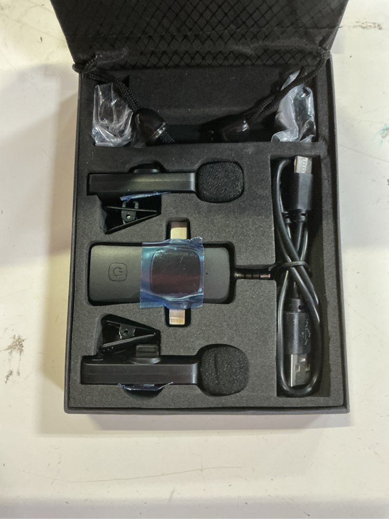 Condition photo showing Good Condition for pqrqp 3 in 1 professional wireless lavalier microphone for iphone/android/camera, wireless microphones, mini microphone, crystal clear sound quality for recording, live streaming, clips-elegant black