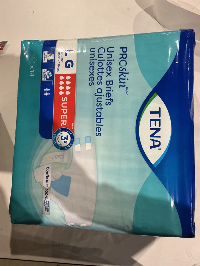 Condition photo showing New/Like New for tena incontinence adult diapers, maximum absorbency, disposable briefs, proskin - large - 56 ct large 56
