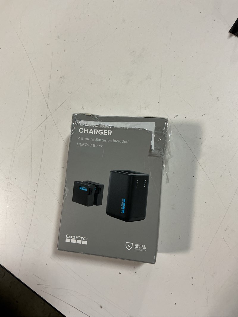 Condition photo showing As Is for dual battery charger (hero13 black)