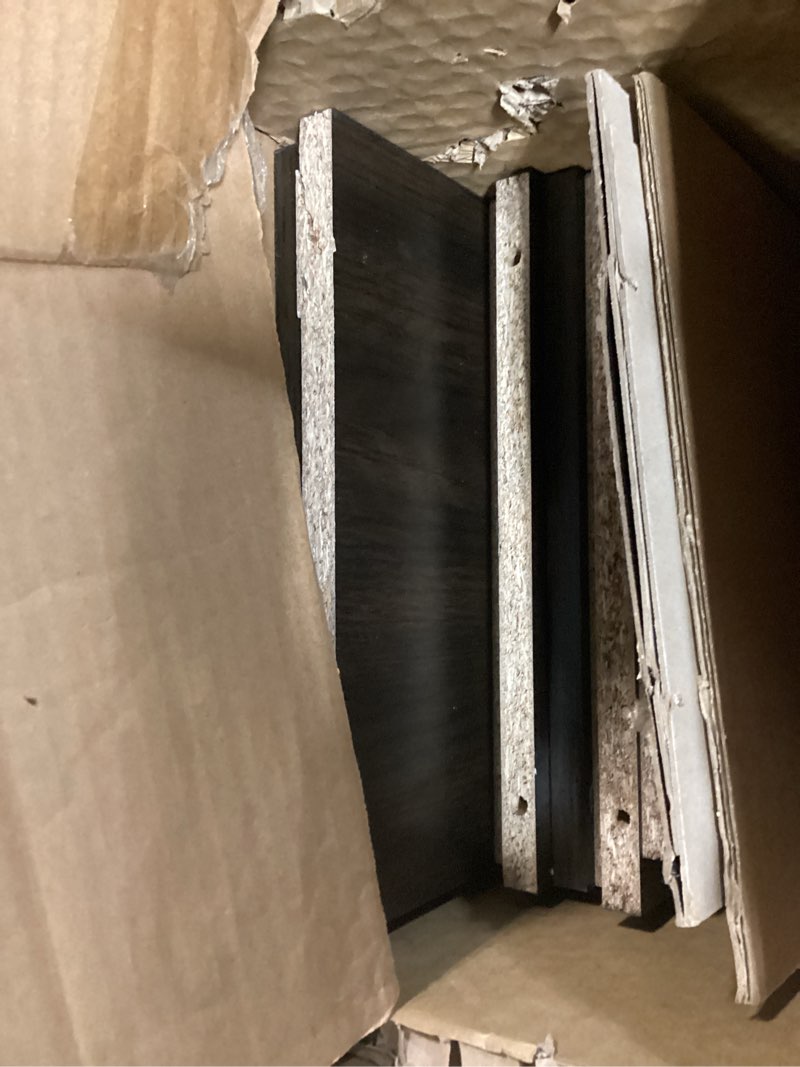 Condition photo showing As Is for better homes & gardens glendale 5-shelf bookcase, dark oak