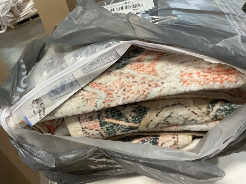 Condition photo showing Good Condition for Area Rugs 7X9 for Living Room, Machine Washable Non Slip Vintage Retro Rugs, Low Pile Lightweight Faux Wool Print Rug for Bedroom, Dining Room, Home Office (7X9 Terracotta/Sky) Terracotta/Sky 7*9