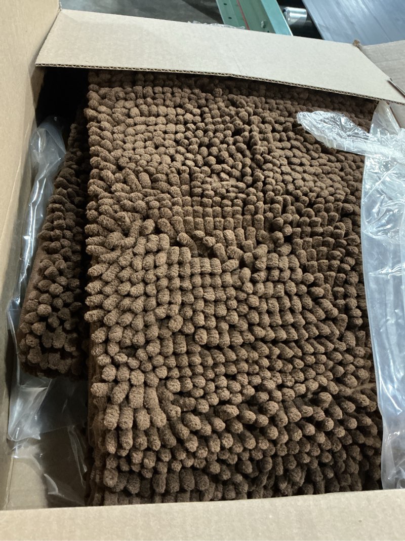 Condition photo showing Good Condition for muddy mat® | super absorbent door mat indoor, microfiber quick dry chenille entryway rug, non-slip front door mat, indoor mats for entryway, machine washable pet rug, brown 24"x120" chocolate brown 24" x 120"