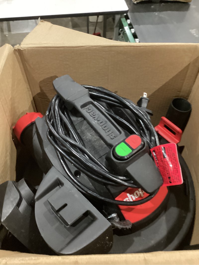 Condition photo showing As Is for shop-vac wet/dry shop vacuum with accessories included