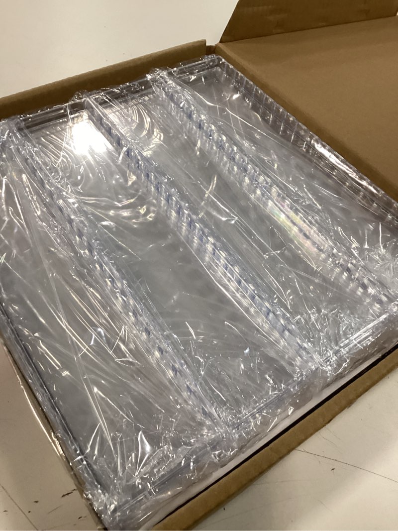 Condition photo showing New/Like New for lifewit 4 tier clear display riser stand with decorative secure fences, tool-free assembly, plastic 12 inch perfume organizer, display for figures, cupcake, dessert, 2-pack clear 2