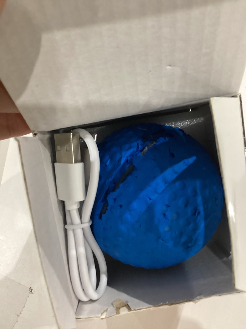 Condition photo showing As Is for Chew Resistant Smart Interactive Dog Balls, Durable Food-Grade Rubber Material, Automatic Moving, Bouncing, Rotating Toy with Light for Medium, Large Dogs, IPX7 Waterproof (Blue)