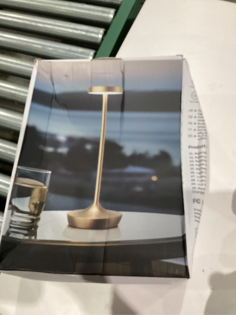 Condition photo showing New/Like New for Cordless Table Lamp – Rechargeable 6000mAh LED Desk Lamp, Touch Control, 3 Dimmable Light Modes, IP54 Waterproof, Portable for Home, Restaurant, Patio, Outdoor, Camping, Party (2 Pack Gold) 2Pack Gold