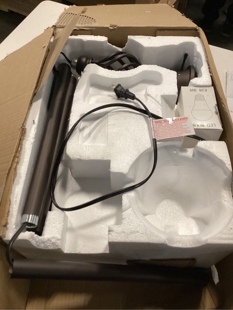 Condition photo showing As Is for Torchiere Floor Lamp for Living Room, LED Standing Reading Light for Bedroom with Glass Shade for Living Room Corner Bedroom Home Office,Bulbs Included (Red Brown,Glass 1 Head) Red Brown ,Glass 1 Head