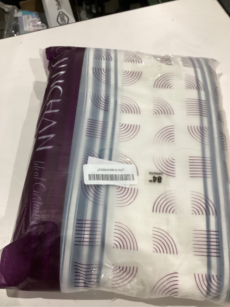 Condition photo showing Good Condition for jinchan Striped Linen Blend Curtains 84 Inches Long for Living Room Blue Stripe Semi Sheer Light Filtering Modern Farmhouse Coastal Drapes for Bedroom Curtain Set 2 Panels 50"W x 84"L (Pack of 2) Balanced Stripe Blue