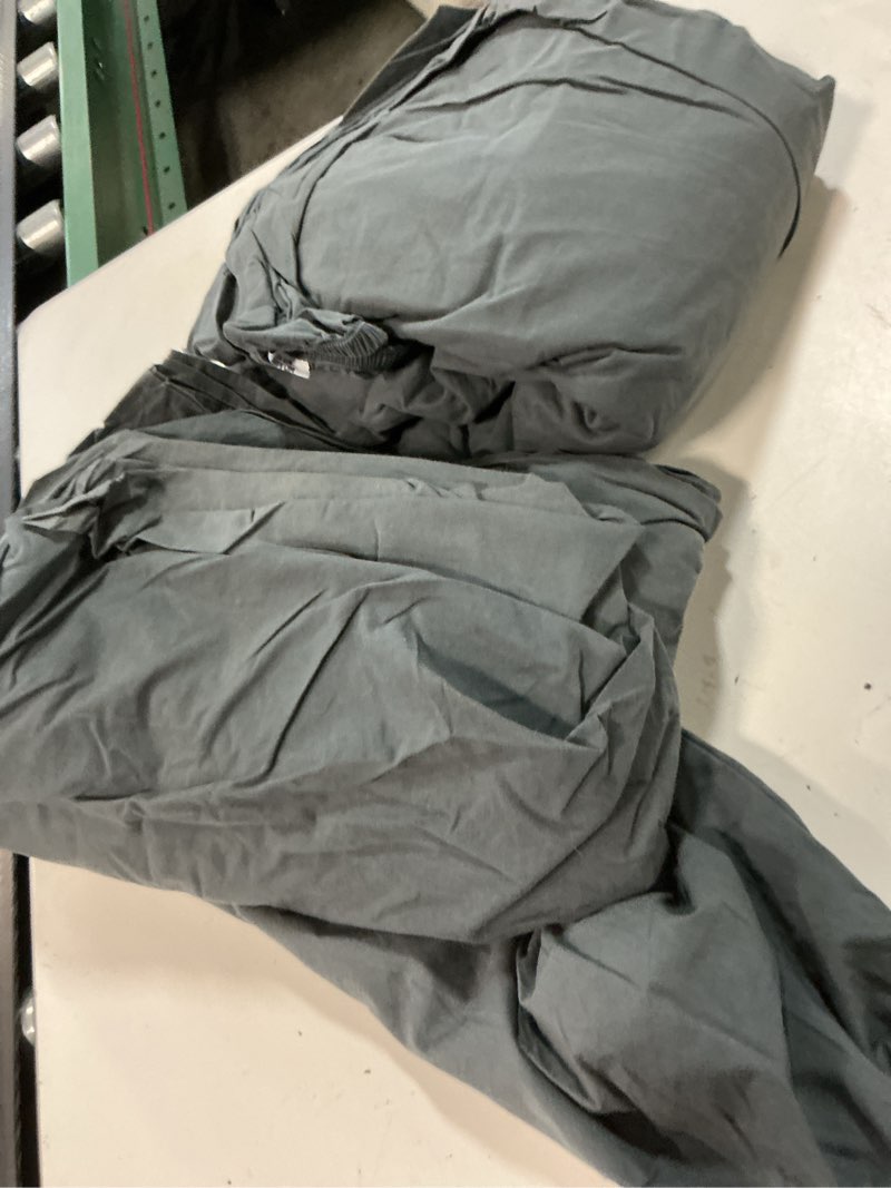 Condition photo showing As Is for organic brushed cotton deluxe bedding bundle, king, nightfall