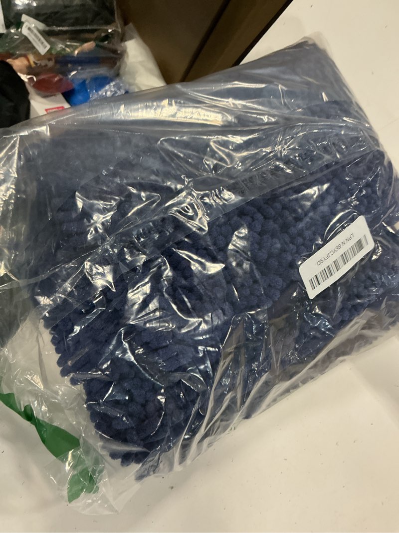 Condition photo showing Good Condition for OLANLY Dog Door Mat for Muddy Paws 30x20, Absorbs Moisture and Dirt, Absorbent Non-Slip Washable Doormat, Quick Dry Chenille Mud Mat for Dogs, Entry Indoor Entryway Carpet for Inside Floor, Dark Blue Dark Blue Solid 30" x 20"