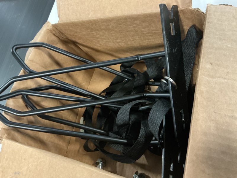 Condition photo showing As Is for cc-125 cargo box bike rack adapter, hitch bike rack adapters bike wheel holders for cargo carrier on camper travel trailer, fit for all types of bikes with tires width less than 2-1/4"