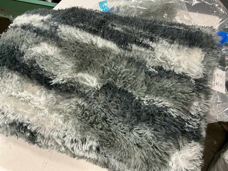 Condition photo showing Good Condition for  ( similar ) 4”x6”  Ft Large Shag Rugs for Living Room Decor, Tie-Dyed Ultra Soft Fluffy Furry Area Rugs for Bedroom Indoor Floor, Aesthetic Carpet for Kids Home (Grey) E-grey(Rectangular)
