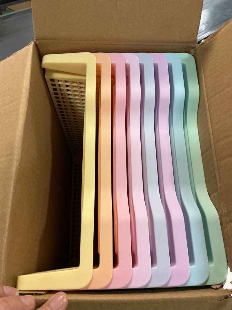 Condition photo showing Good Condition for 8 pack pastel plastic turn in paper trays for classroom storage bin basket organizers for school teacher supplies classroom office home organization storage tray holds 4a paper file document