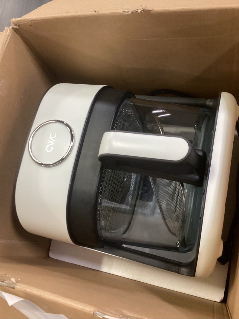 Condition photo showing Good Condition for cook with color 1400w 5.5qt digital kitchen air fryer with glass basket, 8 presets healthy cooking options, bake, fry, reheat, 60-min timer, adjustable temperature control 175°f–400°f, linen white