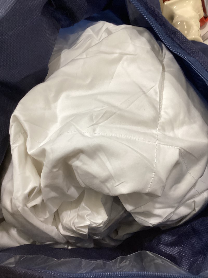Condition photo showing Good Condition for serta goose feather down fiber cotton comforter queen size - 100% cotton duvet insert - hotel luxury hypoallergenic bedding comforter extra warmth 90 x 90 inch white