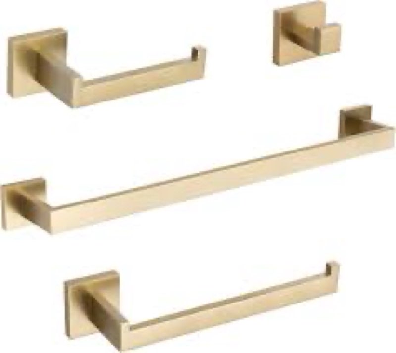 bathroom hardware accessories set brushed gold towel bar set square bathroom accessories kit 4-piece