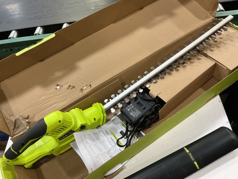 Condition photo showing As Is for snapfresh 20v cordless hedge trimmer - 22" dual-action blade with 0.55" cutting capacity, electric bush trimmer, 2.0ah battery & fast charger included 22inch