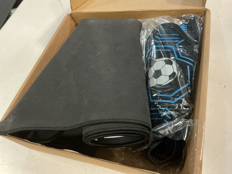 Condition photo showing As Is for 2f22e soccer training mat for kids & youth, non-slip silent footwork training equipment with soccer bounce trainer & socks, ball mastery skills mat with instructional video for indoor practice blue