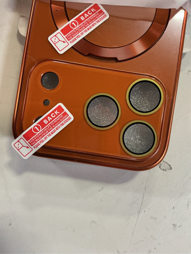 Condition photo showing Good Condition for TOBOVON Magnetic for iPhone 17 Pro Case with Ring Stand, Fits MagSafe, with Built-in Camera Lens Protector, Slim Electroplated Shockproof Phone Cover, Orange iPhone 17 Pro Orange