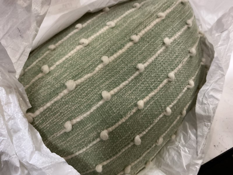 Condition photo showing New/Like New for anji mountain 100% handmade & handcrafted comfortable home décor pouf ottoman footrest for living room, bedroom, nursery, kidsroom, patio furniture - (22" x 22" x 16"- teal,ivory) seaside