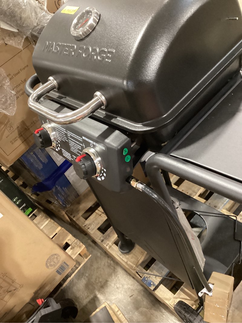 Condition photo showing New/Like New for master forge small 425-sq.in black 2 -burner liquid propane gas grill item #6034104 | model #gbc26022l