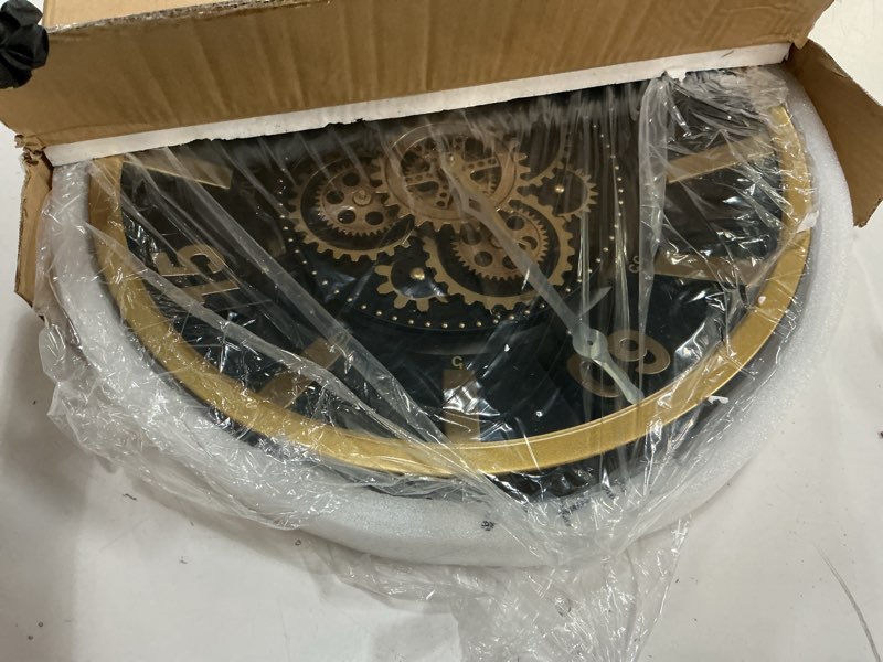 Condition photo showing Good Condition for october elf large real moving gears wall clock 24 inch vintage industrial steampunk large big metal wall clock for living room decor (24 inch antique brass gold)