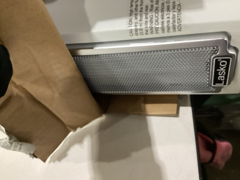Condition photo showing As Is for Lasko Oscillating Ceramic Tower Space Heater for Home with Overheat Protection, Timer, 22.5 Inches, Silver, 1500W, 5775