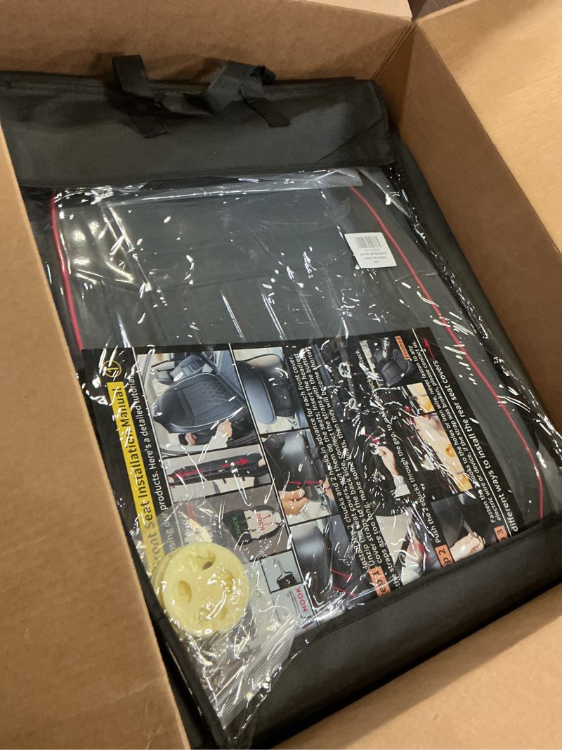 Condition photo showing Good Condition for Aierxuan 2pcs Car Seat Covers Front Set with Waterproof Leather,Airbag Compatible Automotive Vehicle Cushion Cover Universal fit for Most Cars Black and Red