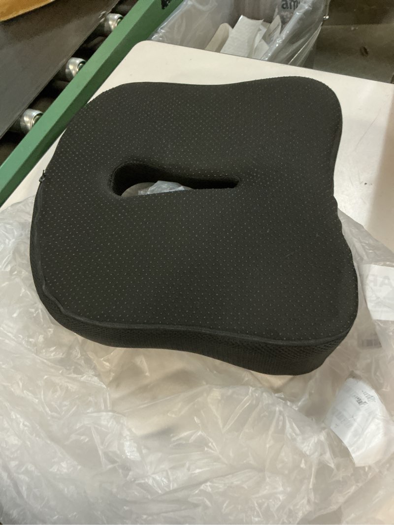 Condition photo showing Good Condition for memory foam seat chair cushion for relieves back sciatica pain tailbone pain coccyx degenerating disc orthopedic osteoarthritis prostate cushion low back pain cushion hip shaping (black mesh)