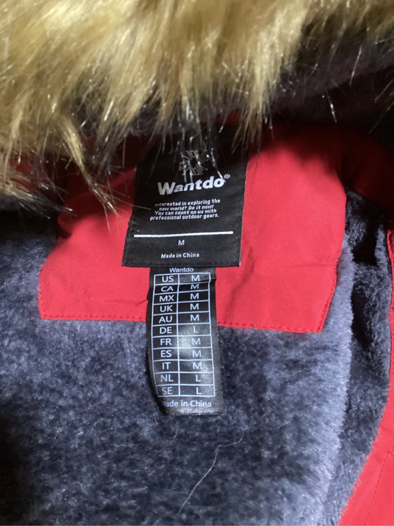 Condition photo showing As Is for wantdo Women's Waterproof Ski Jacket Hooded Winter Snow Coat Mountain Snowboarding Jackets Insulated Fleece Parka Medium Red