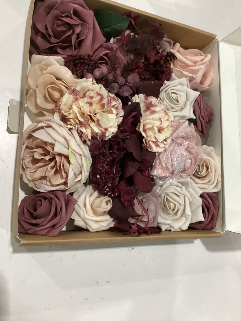 Condition photo showing New/Like New for ling's moment artificial flowers combo box set, dusty rose & lana mauve for diy wedding bouquet, centerpieces decor, floral arrangement decor