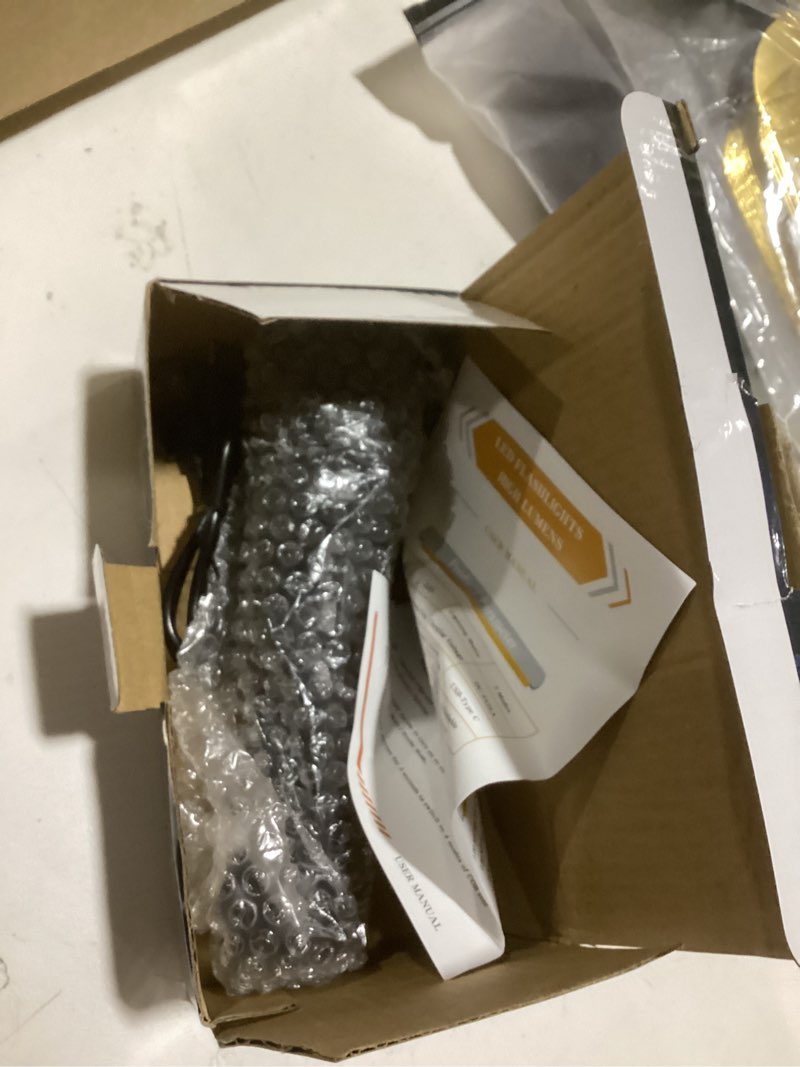 Condition photo showing As Is for **incomplete** (missing 1  flashlight)rechargeable flashlights high lumens, 7mode super bright flashlight powerful, adjustable tactical flash light high powered, led flashlights for home emergency hunting camping essentials gear 2pack