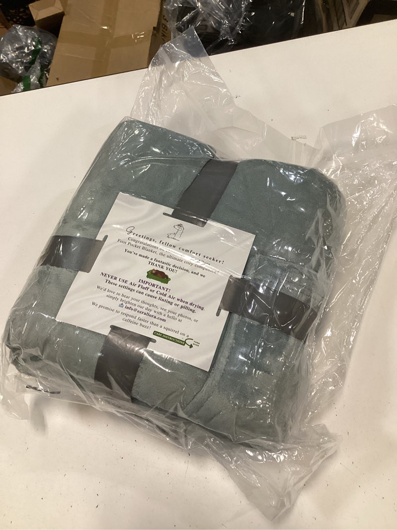 Condition photo showing New/Like New for Fleece Lightweight Foot Pocket Blanket -Patent Pending- Gamer Gift for Men Who Have Everything -Father's Day Premium Gifts for Dad Who Wants Nothing and Elderly Dads (Fleece, Silver Grey)