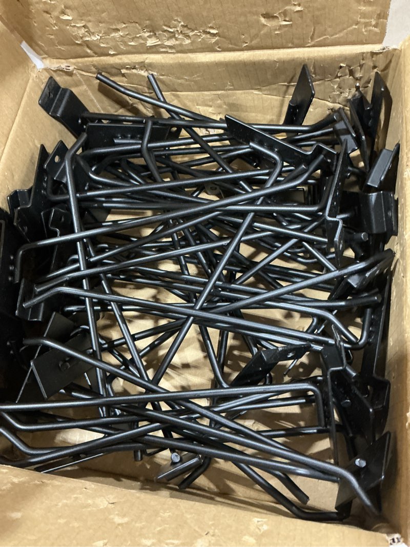 Condition photo showing Good Condition for slatwall hooks 50 pcs 8 inch black slatwall accessories slatwall panel hooks garage shop retail display slat wall hanging hooks heavy duty pegboard gridwall display 8in-50