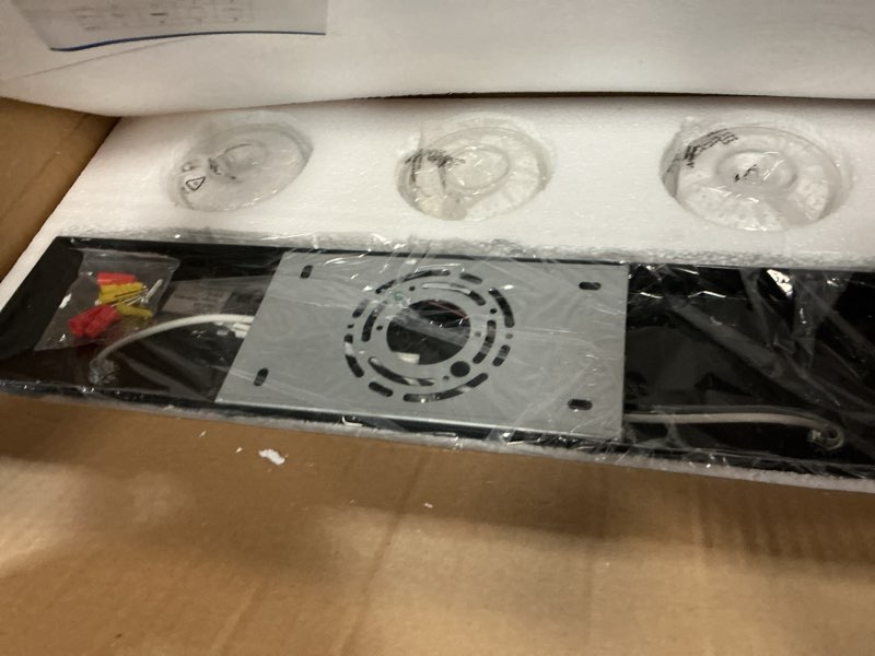 Condition photo showing New/Like New for Espird Bathroom Vanity Light,3 Light Matte Black Light Fixture with Thickened Seeded Glass Shade, 21 inch Modern Wall Sconce,Vanity Light Over Mirror for Bathroom