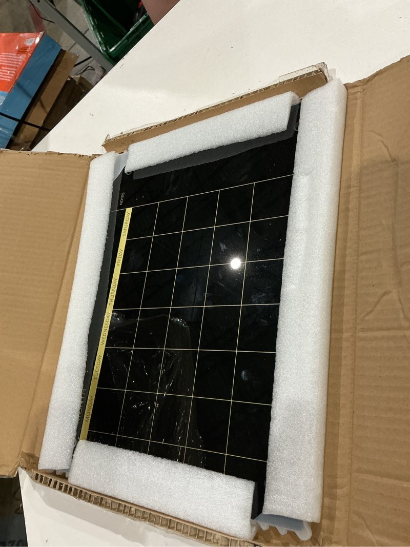Condition photo showing Good Condition for okydoky glass dry erase whiteboard,monthly calendar whiteboard,12" x 16",frameless glass white board for home,school,office,black surface(glassa-bk-3040) 12" x 16" monthly black a