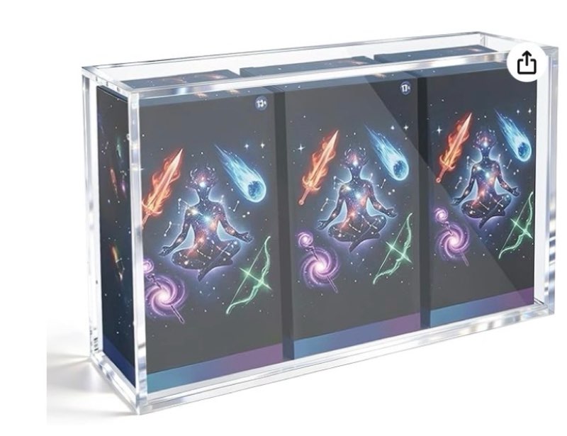 dedc 1pcs one-piece clear acrylic case for 3 mtg commander decks closure tcg display box protective 