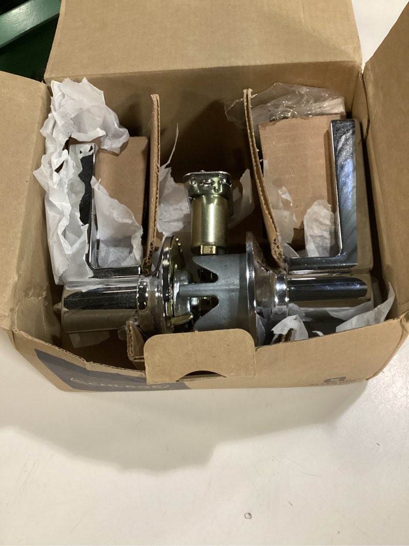 Condition photo showing Good Condition for schlage f51a lat 625 latitude lever keyed entry lock, bright chrome bright chrome keyed entry standard