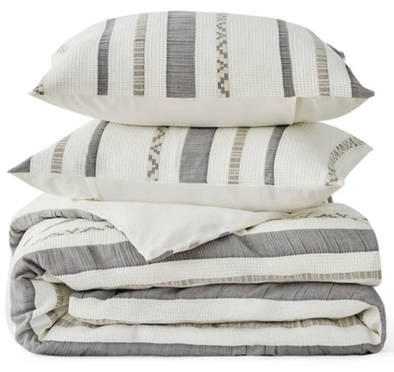 GentleSoft® Cotton Boho Waffle Weave Duvet Cover Set,size 104in x 90 in.