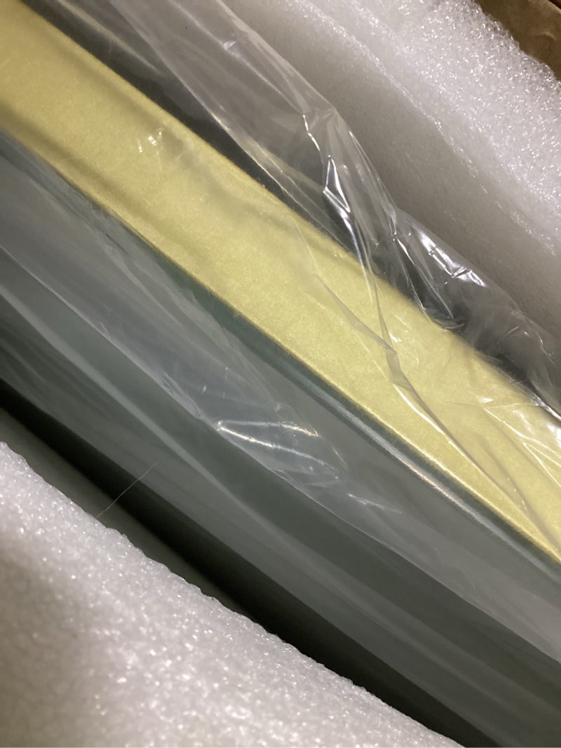 Condition photo showing Good Condition for Hasipu Vanity Mirror with Lights, 40" x 30" LED Makeup Mirror, Lighted Makeup Mirror with Dimmable 3 Modes, Touch Screen Control Vanity Mirror Square Gold Gold 40"L × 30"W