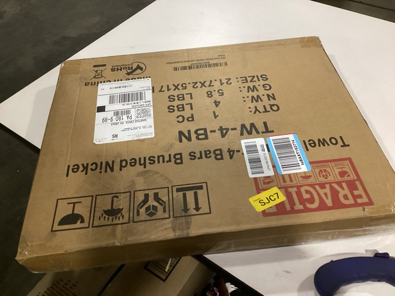 Condition photo showing Good Condition for KEG Towel Warmer Wall Mounted with Built-in Timer 4 Bars Electric Stainless Steel Heated Towel Racks for Bathroom, Hot Plug-in Bath Towel Heater Brushed Nickel 4 Bars Round-brushed Nickel